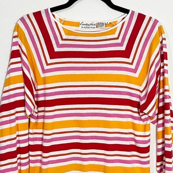 Vintage Country Set Jrs by Evan-Picone Pink Red Orange Mod Striped Shirt - Picture 2 of 8